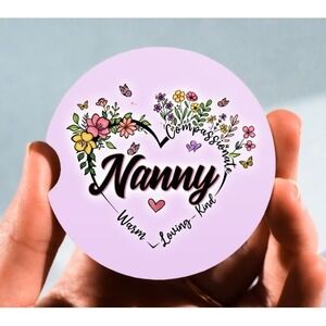 Set of 2 Car Coasters, Flower‎ Heart Nanny Car Coaster, Neoprene Coaster